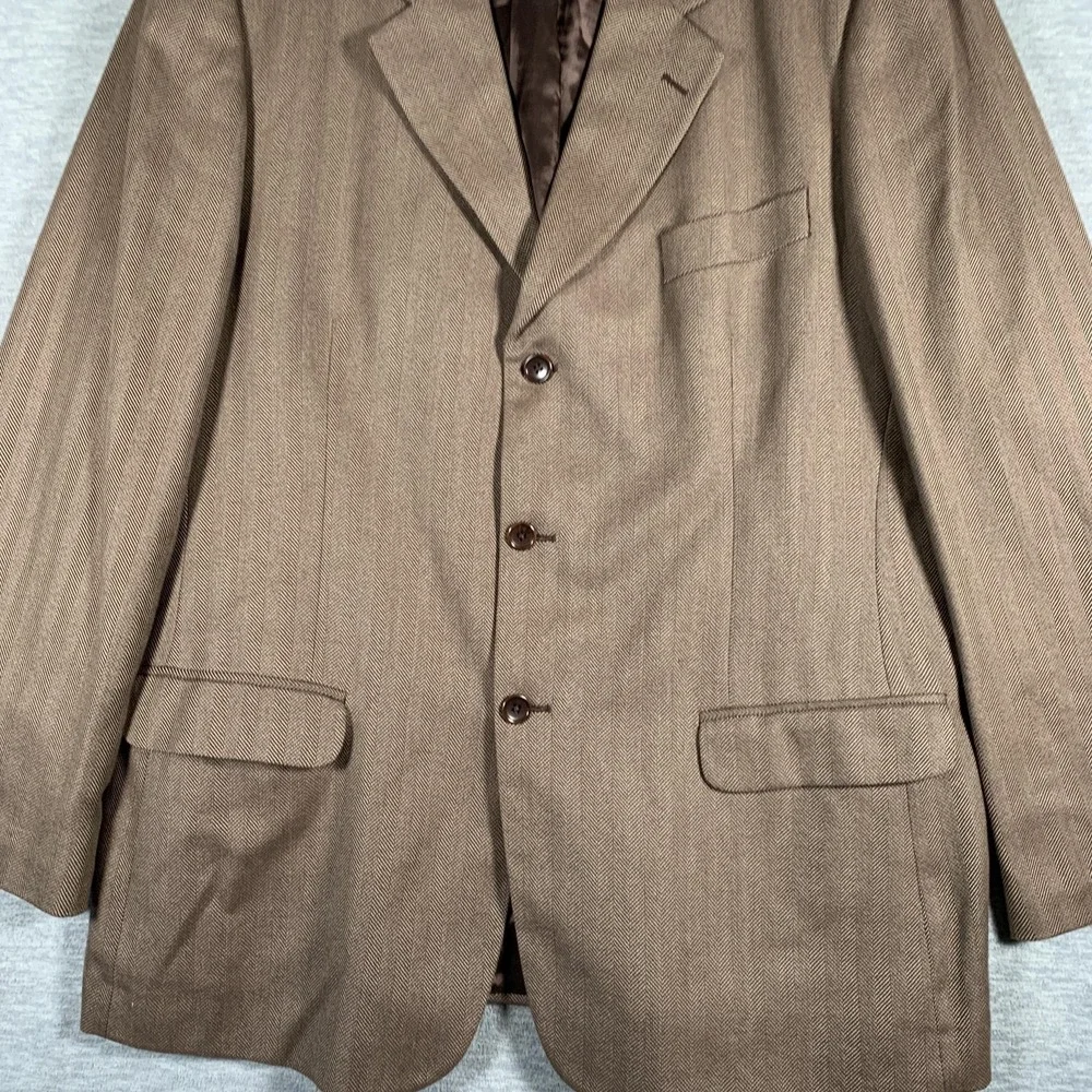 Banana‎ Republic Blazer Mens 46R Brown Herringbone Cotton Wool Sport Coat Italy